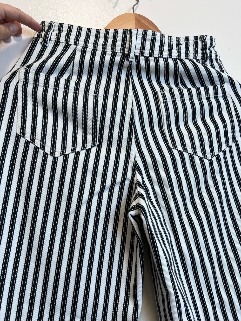 Who What Wear Railroad Stripe Cropped Wide Leg Utility Pants 100% Cotton Size 2 - Picture 7 of 9